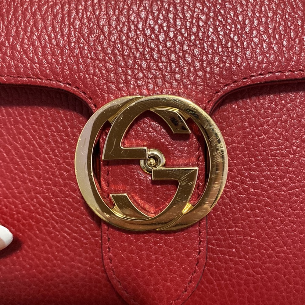 Authentic Gucci Interlocking Leather Bag- Red - image 7